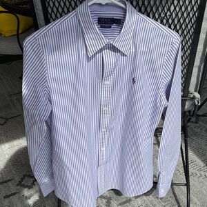 Polo by Ralph Lauren ‘slim stretch’ purple/lavender & white  Button-Up Blouse